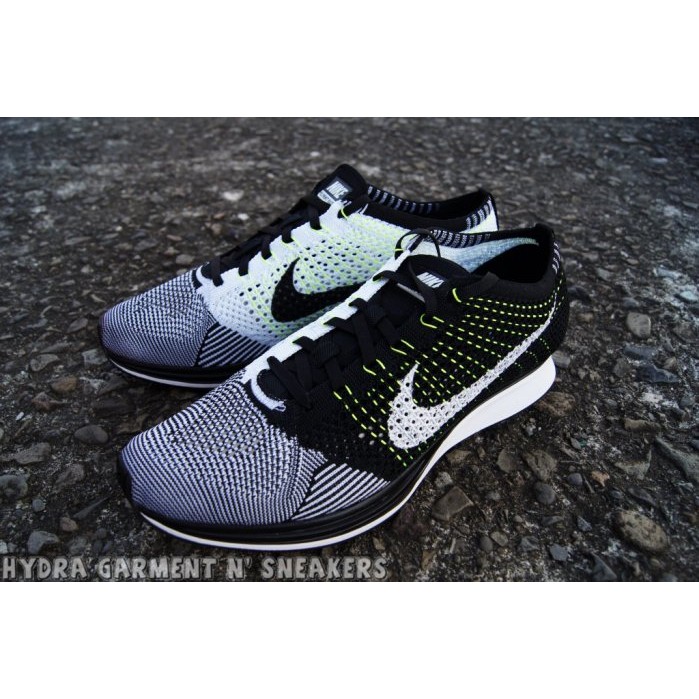 HYDRA】Nike Flyknit Racer 陰陽黑白螢光線編織輕量慢跑【526628-011】 | 蝦皮購物