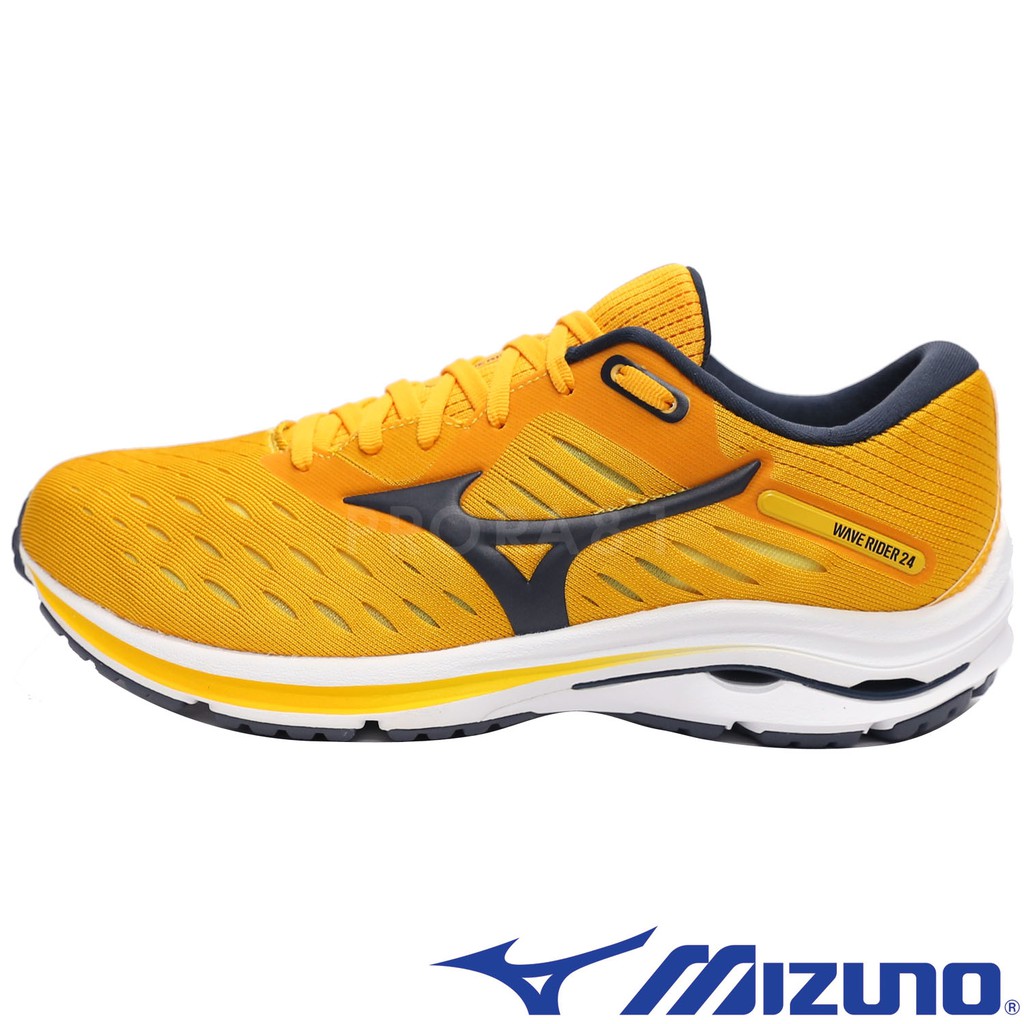 鞋大王Mizuno J1GC-200317 黃色 RIDER 24 波浪片避震慢跑鞋 有13號 967M 免運費加贈襪子