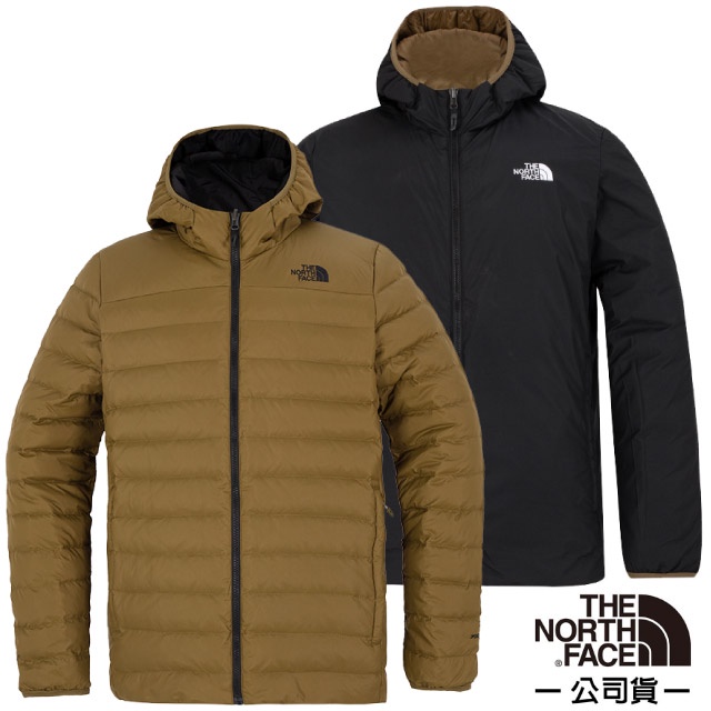 【The North Face】男 雙面穿 700FPl 輕量鵝絨羽絨外套.防潑水防風夾克/4NG3-WMB 軍褐/黑