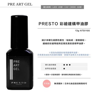 （現貨當天寄）PRESTO 彩繪建構甲油膠13g （PAG鏡麵粉專用膠）/MTG霧面上層