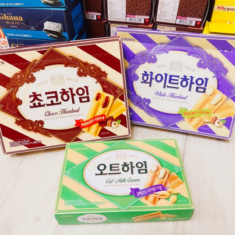 ✪IR✪現貨！韓國必買人氣餅乾！Crown 榛果巧克力/白巧克力/低脂牛奶 夾心威化餅乾 威化酥 韓國代購