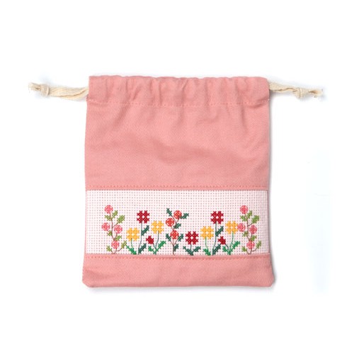 【繡XiuCrafts】庭園玫瑰童話束口袋 十字繡材料包 | 14CT | 刺繡 收納袋 手作 DIY 材料包