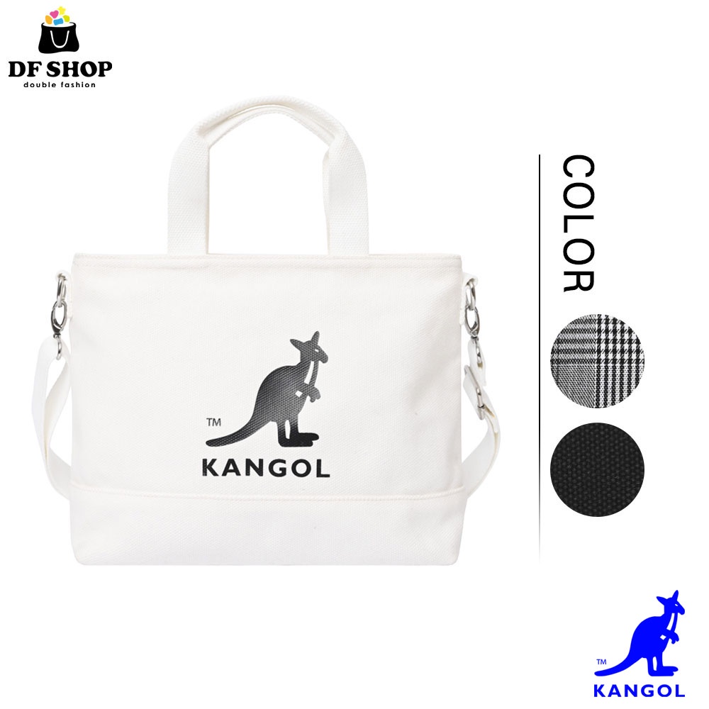 KANGOL - 英國袋鼠  經典 棉布 帆布托特包 側背包 方包 手提包 兩用 白色 肩背包 斜背包 女生手提包 百搭