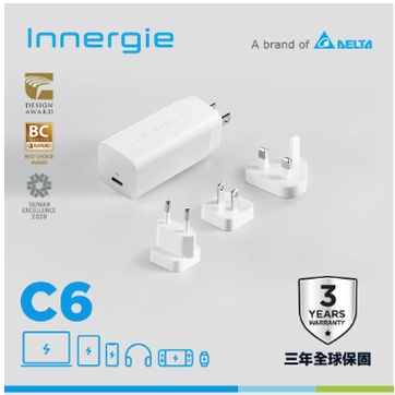 二手九成新！台達Innergie 60C 60瓦 USB-C 萬用充電器 手機平版筆電PD快充 內含多國旅行轉換插頭