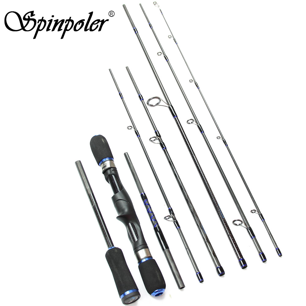 Spinpoler 兩用 1.8m 2.1m 旋轉鑄造釣魚竿 8 節便攜式旅行竿高碳 M 動力釣魚竿帶 EVA 手柄