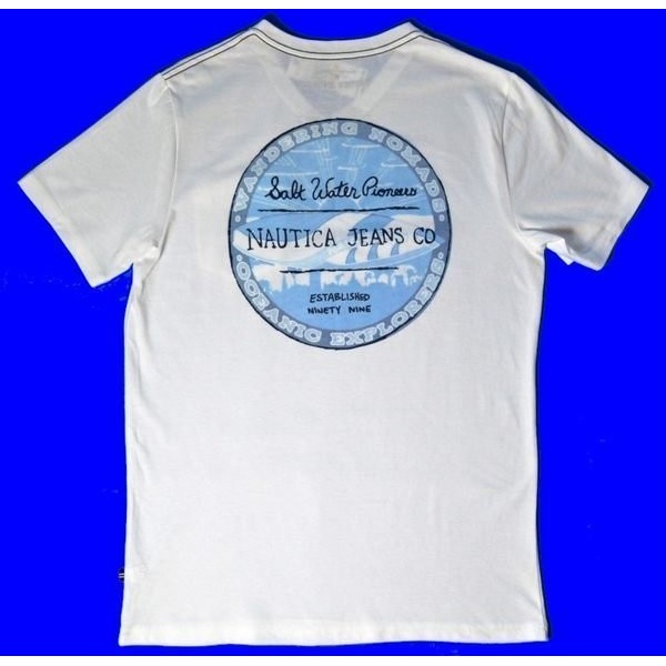 NAUTICA【S】【M】【XL】salt water pioneers 海洋開拓者 短袖V領T恤 保證原廠正品