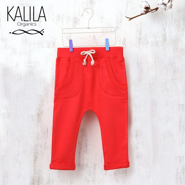 KALILA 嬰幼兒童有機棉長褲-紅(0-24M) GOTS認證有機棉 小丁婦幼