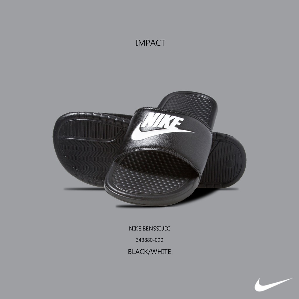 Nike Benssi JDI 拖鞋 黑 白 LOGO 男女 運動 休閒 經典 百搭 343880-090 IMPACT