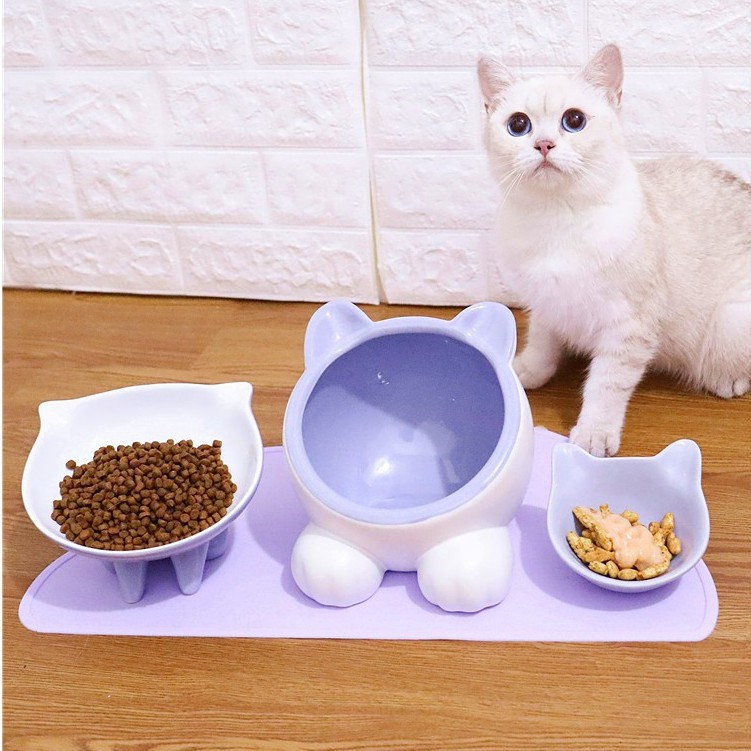 [小白小鋪]貓碗 陶瓷扁臉貓飯盆加菲貓食盆幼貓糧碗貓咪水碗狗碗