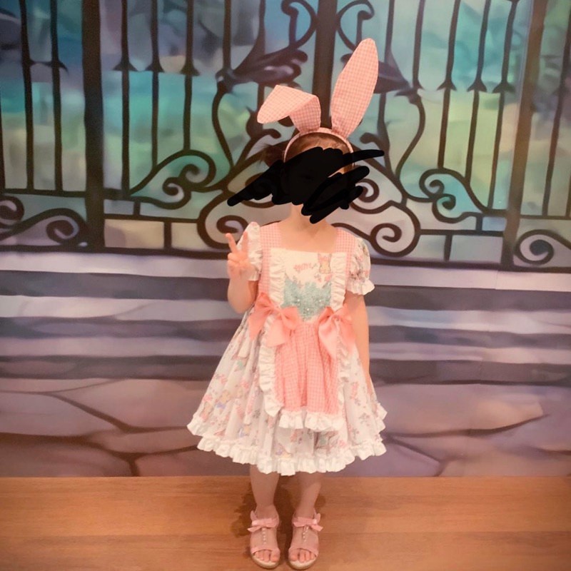 兔兔手工訂製洋裝附髮飾小褲褲120公分
