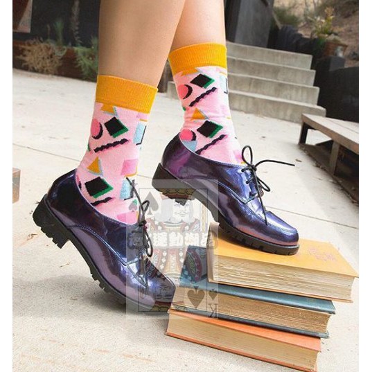 Happy Socks 快樂襪 NINETIES SOCK 甜心粉色圖形 中長筒襪 男女襪均可穿 男版36~40