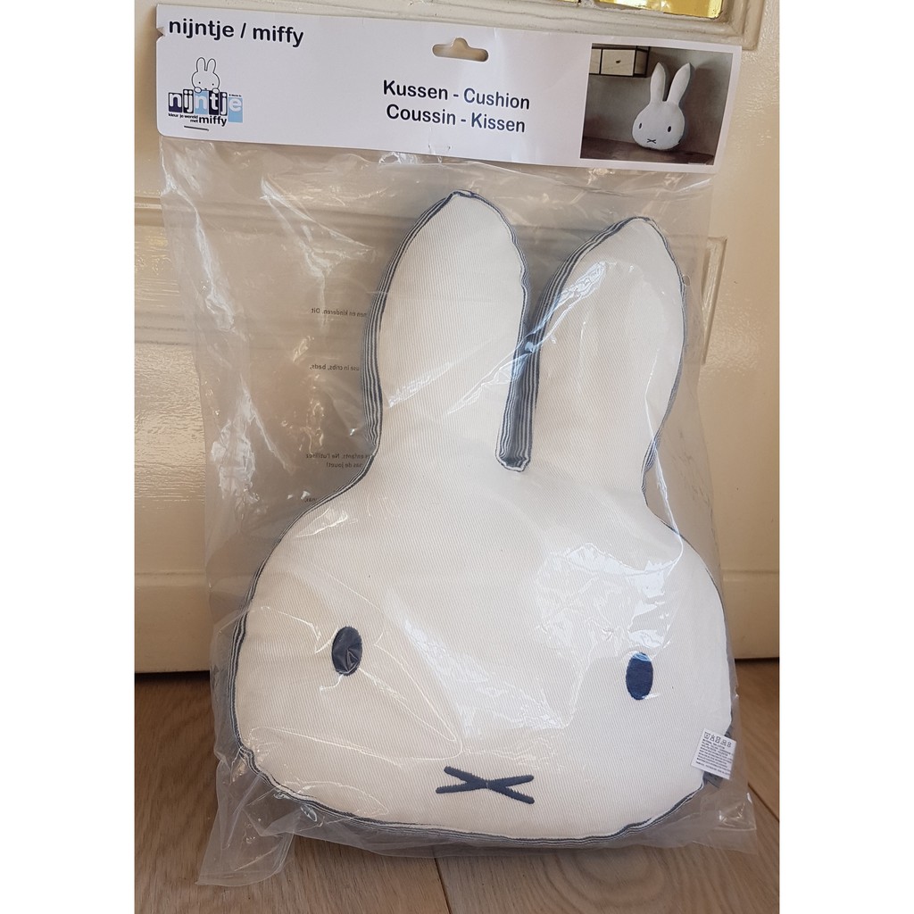 現貨 荷蘭nijntje Miffy 米飛白色 藍色條紋抱枕 枕頭 橘荷屋 蝦皮購物