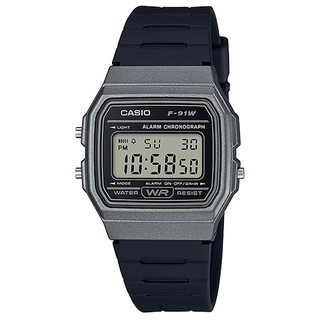 【CASIO】經典金屬色系運動電子腕錶-鐵灰 (F-91WM-1B)正版宏崑公司貨