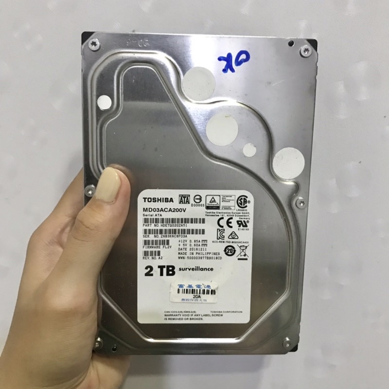 Toshiba 東芝 2TB 3.5吋 SATA 企業硬碟 二手(MD03ACA200V)