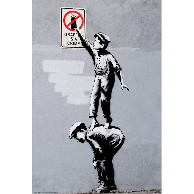 Banksy  班克西GRAFITTI IS A CRIME 進口海報 居家裝飾 牆壁裝飾