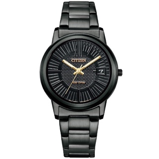 CITIZEN 星辰 FE6017-85E 時尚造型格紋光動能腕錶/黑面/33.3mm