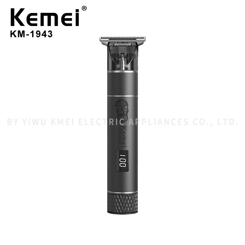 Kemei KM-1943 LED 顯示屏男士專業理髮器 USB 充電理髮器空心刀頭設計電動修剪器