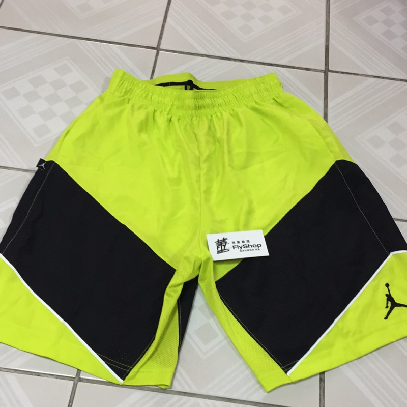 Nike jordan 球褲 螢光黃 黑 L