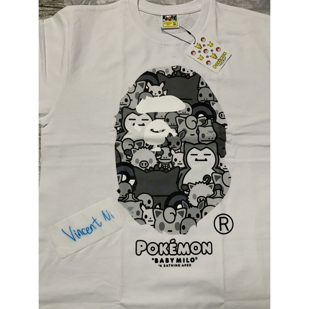 全新 現貨   BAPE x Pokemon 寶可夢 皮卡丘 聯名短TEE   XL