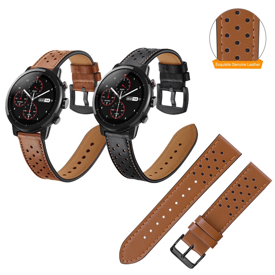 22mm優質皮革錶帶適用於華米Amazfit Stratos 2 2S 3 GTR2 GTR3 Pro GTR 47mm