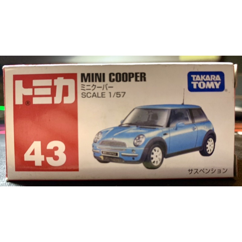 Tomica 43 Mini Cooper 後照鏡 藍色 模型車
