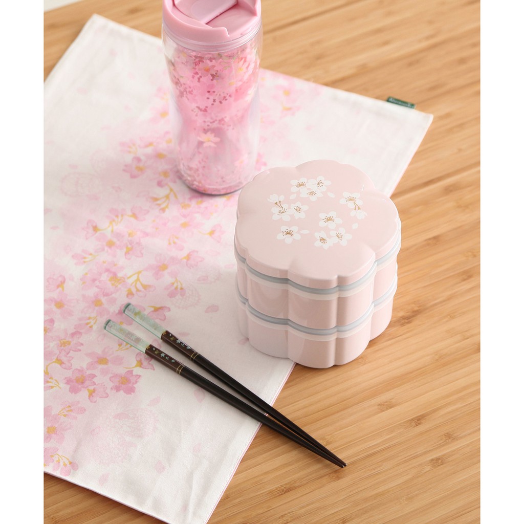 Ariel's Wish日本Afternoon Tea限定春櫻浪漫粉紅色櫻花杯雙層便當盒野餐盒子-日本製-絕版品最後一組