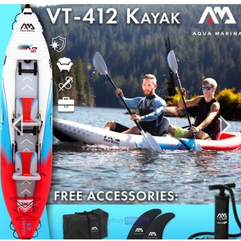 全新 2019 Aqua Marina Betta VT-K2 2人充氣皮划艇（含划槳）