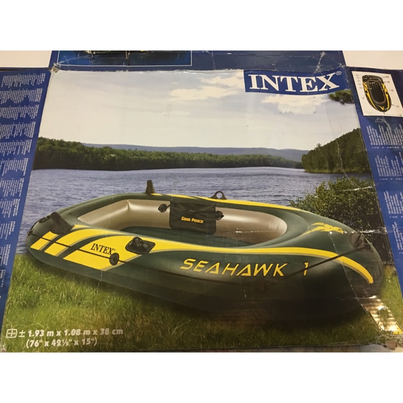 INTEX海鷹號單人充氣船 釣魚船 分兩個充氣空氣室安全功能