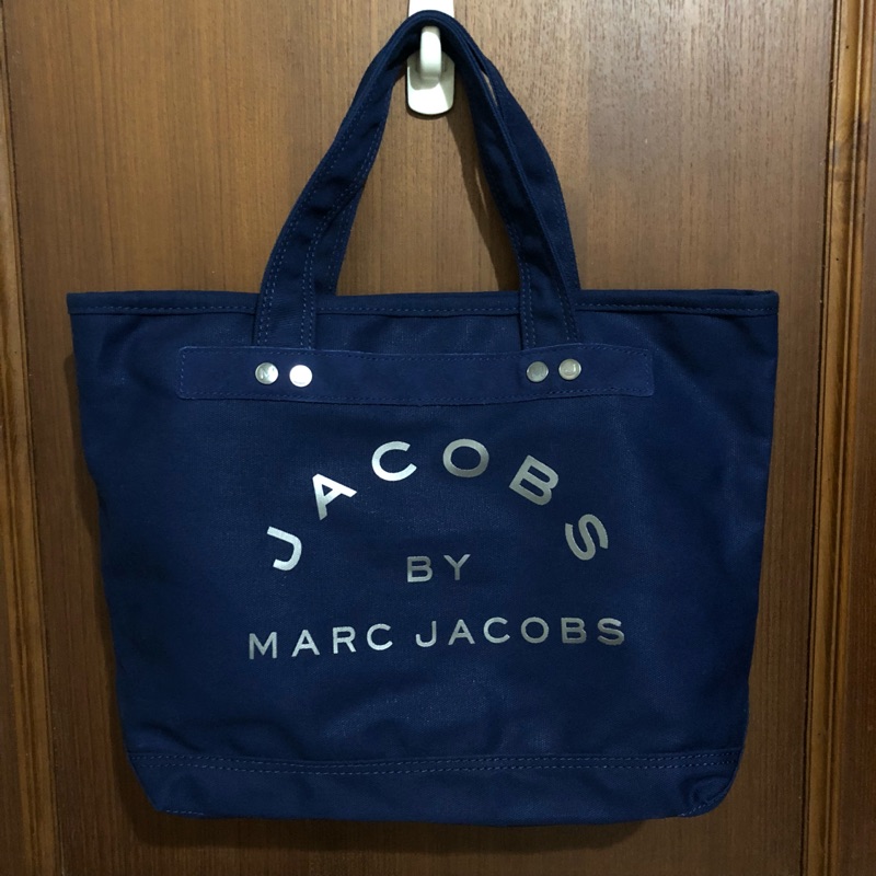 Marc Jacobs 深藍色質感帆布包 托特包 肩背包 手提包