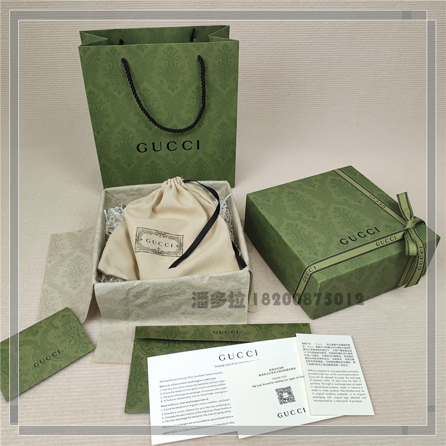 Gucci古奇古馳包裝盒口紅香水盒子粉餅綠色禮品盒子手提袋包裝帶 蝦皮購物