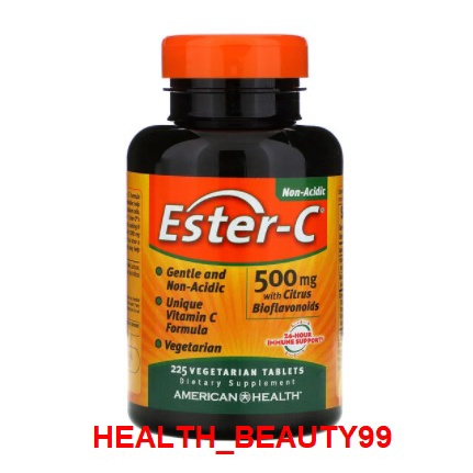【現貨】225顆Ester-C酯化C維生素C500mg 釋緩錠含柑橘類黃酮和鈣，American Health 維生素C