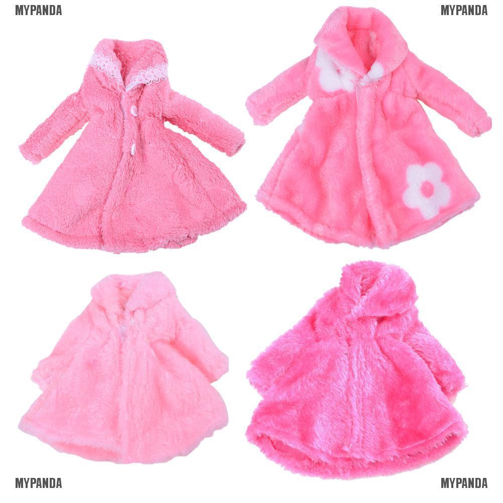 Mypanda 娃娃配件冬季保暖服粉色毛皮大衣衣服適用於 1/6 BJD 娃娃娃娃