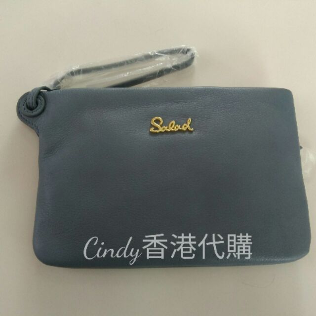 Cindy香港代購，salad真皮帶繩零錢包