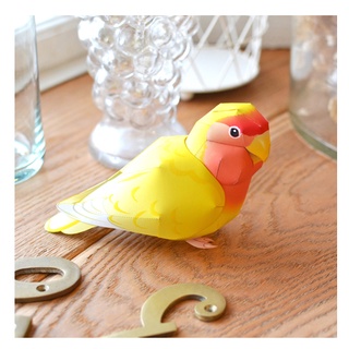 仿真動物紙模型_牡丹鸚鵡 立體紙模型 擺飾 手工 DIY 摺紙折紙創意 禮物 紙製品 擺件 裝飾 動物 鳥 愛情鳥 咿咿