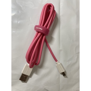 PowerSync桃紅粉紅色MicroUSB傳輸充電線全新