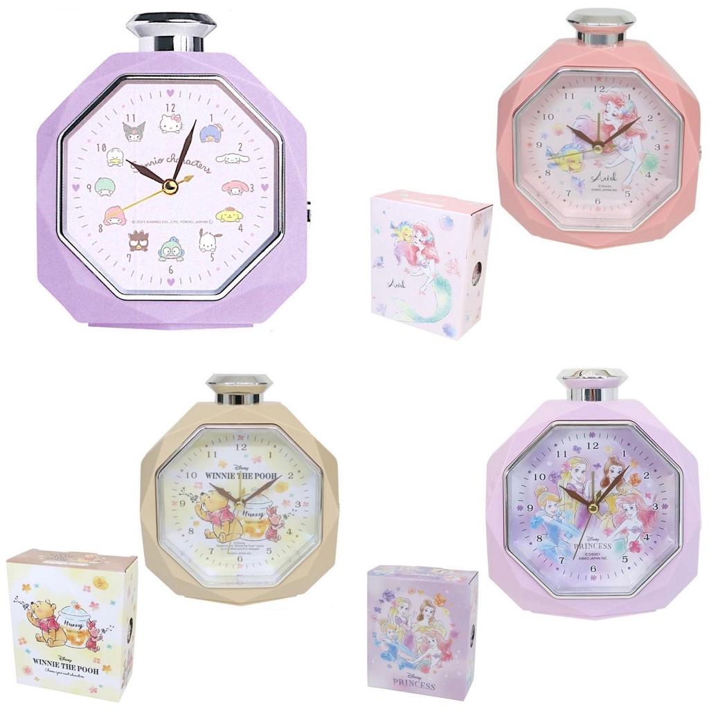 「Wendystore」日本 迪士尼 香水瓶造型 鬧鐘 時鐘 公主系列 三麗鷗 小熊維尼 小美人魚