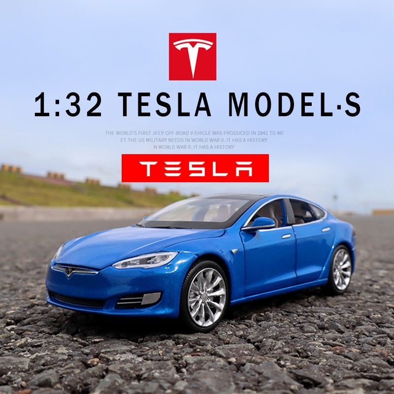 1:32 特斯拉 Model S 汽車模型合金壓鑄玩具車門可打開汽車卡車