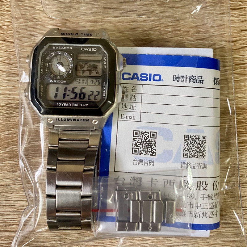 (二手）CASIO 世界地圖10年電力電子錶(AE-1200WHD-1A)