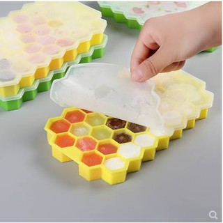 附包裝袋(258)DIY樂樂 帶蓋37孔蜂窩冰格 矽膠模具 果凍模 巧克力模型 冰塊模型 手工皂模 製冰盒