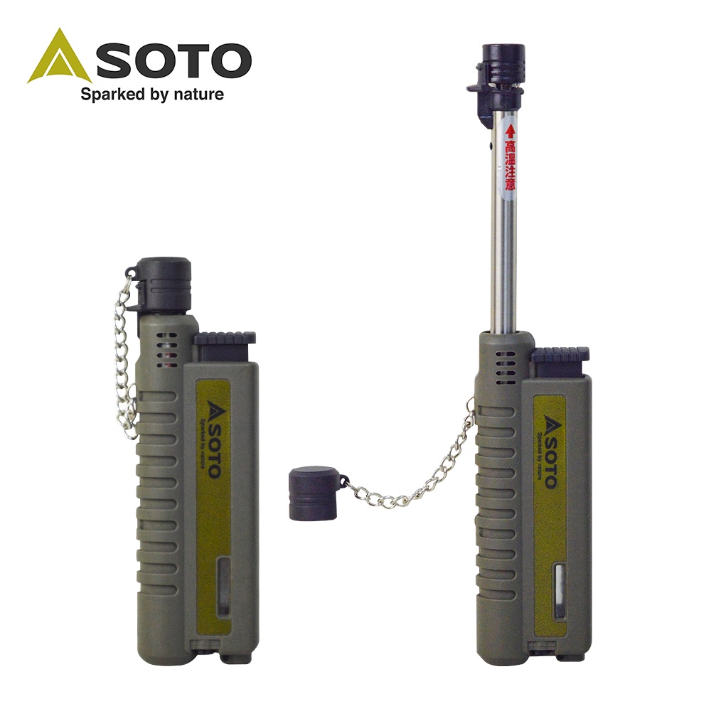 SOTO 日本 ST-480CAG Pocket Torch 帶蓋伸縮式 防風點火器 (軍綠色台灣限定款) 化學原宿