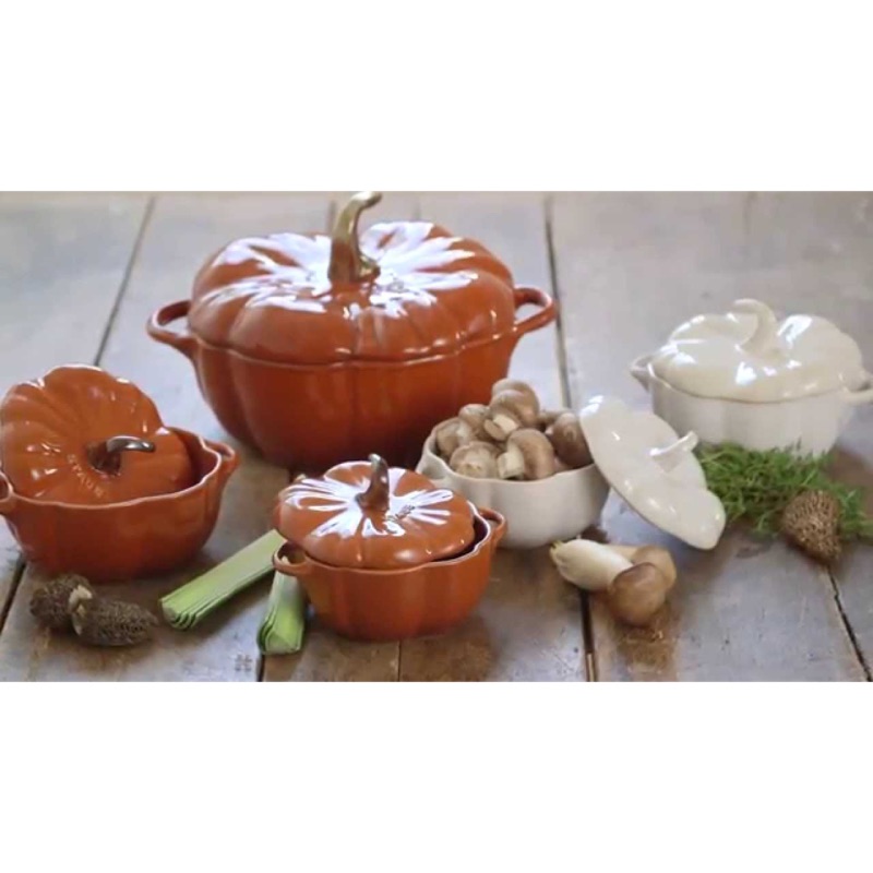 【Staub】Pumpkin Cocotte 南瓜琺瑯陶缽鍋19cm&amp;16cm)