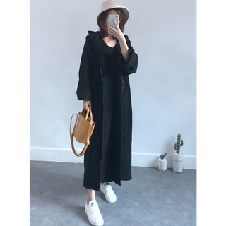 「M~XL。臺灣現貨」2色 內刷毛 寬鬆連帽長版 拉鍊外套 (O1030)