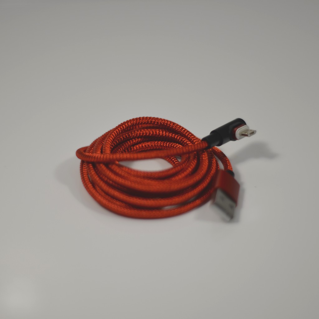 磁吸式90度彎頭充電線 適用於安卓 紅色2米編織線