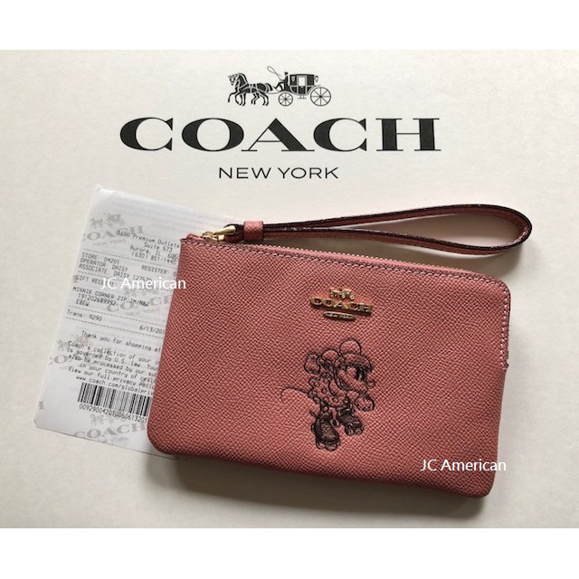 【美國JC】COACH 30004 ~似58032 Disney 迪士尼系列 粉色米妮 防刮皮革 小手拿包 ~現貨在台