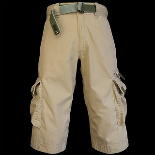 英國Lee Cooper專櫃品牌卡其色特殊褲腳設計腰帶6袋短褲 W29