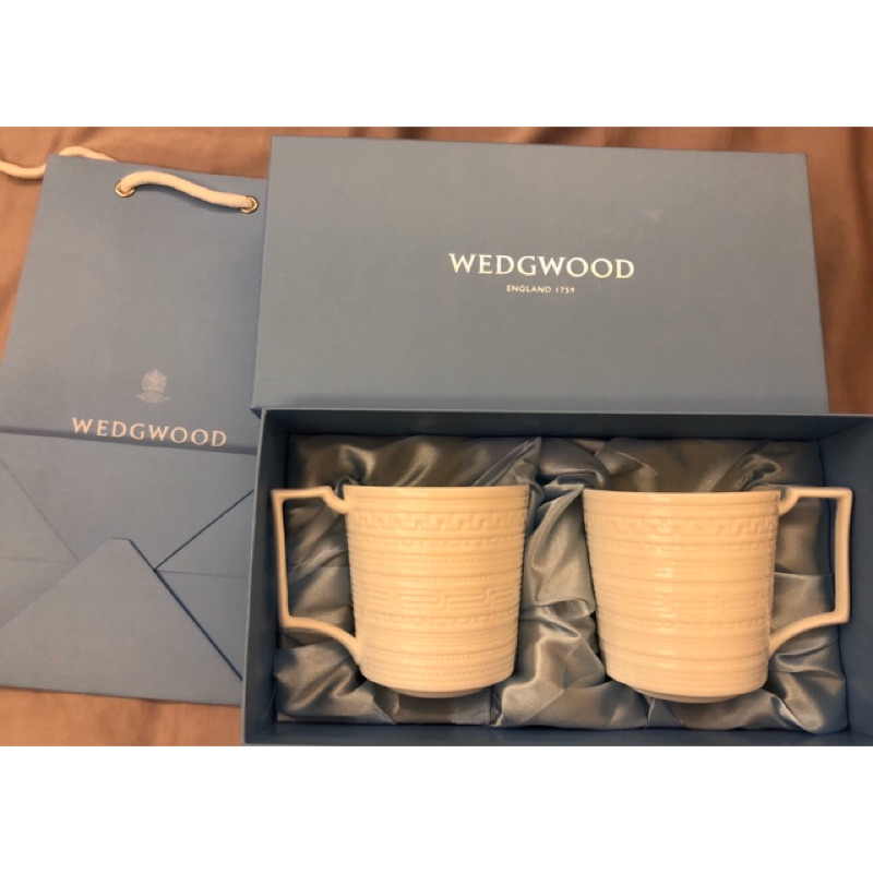 WEDGWOOD【英國皇室】全新 正品骨瓷咖啡杯組 2入 含提袋 禮盒