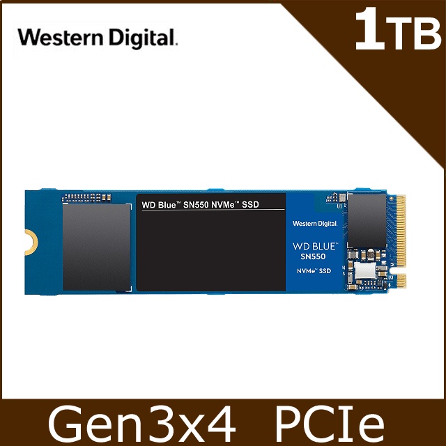 全新未拆 WD 藍標SN550 1TB SSD PCIe NVMe 固態硬碟 附購買憑證