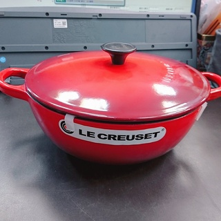 208-盒裝全新展示品Le Creuset 琺瑯鑄鐵典藏圓鍋 22cm 3.3紅