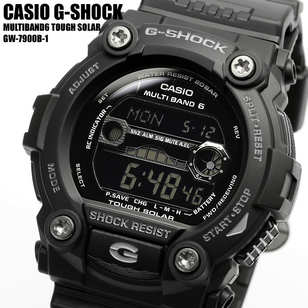 【金台鐘錶】CASIO 卡西歐 G-SHOCK  潮汐 電波 太陽能 霧黑反轉液晶GW-7900 GW-7900B-1