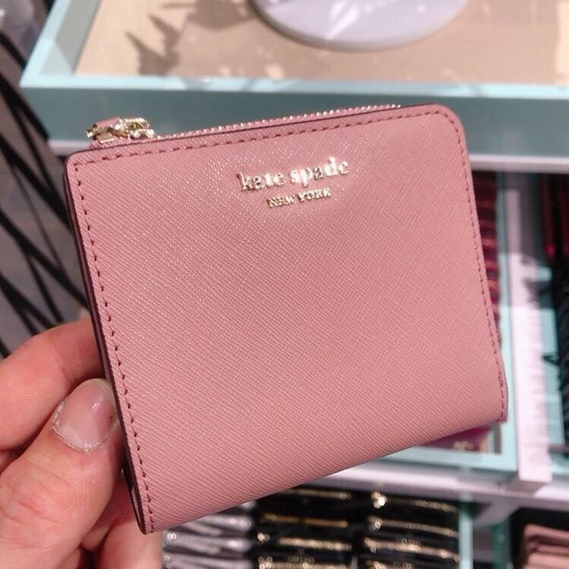 現 Katespade 防刮兩折短夾乾燥玫瑰粉ks短夾兩折短夾ks防刮短夾 蝦皮購物